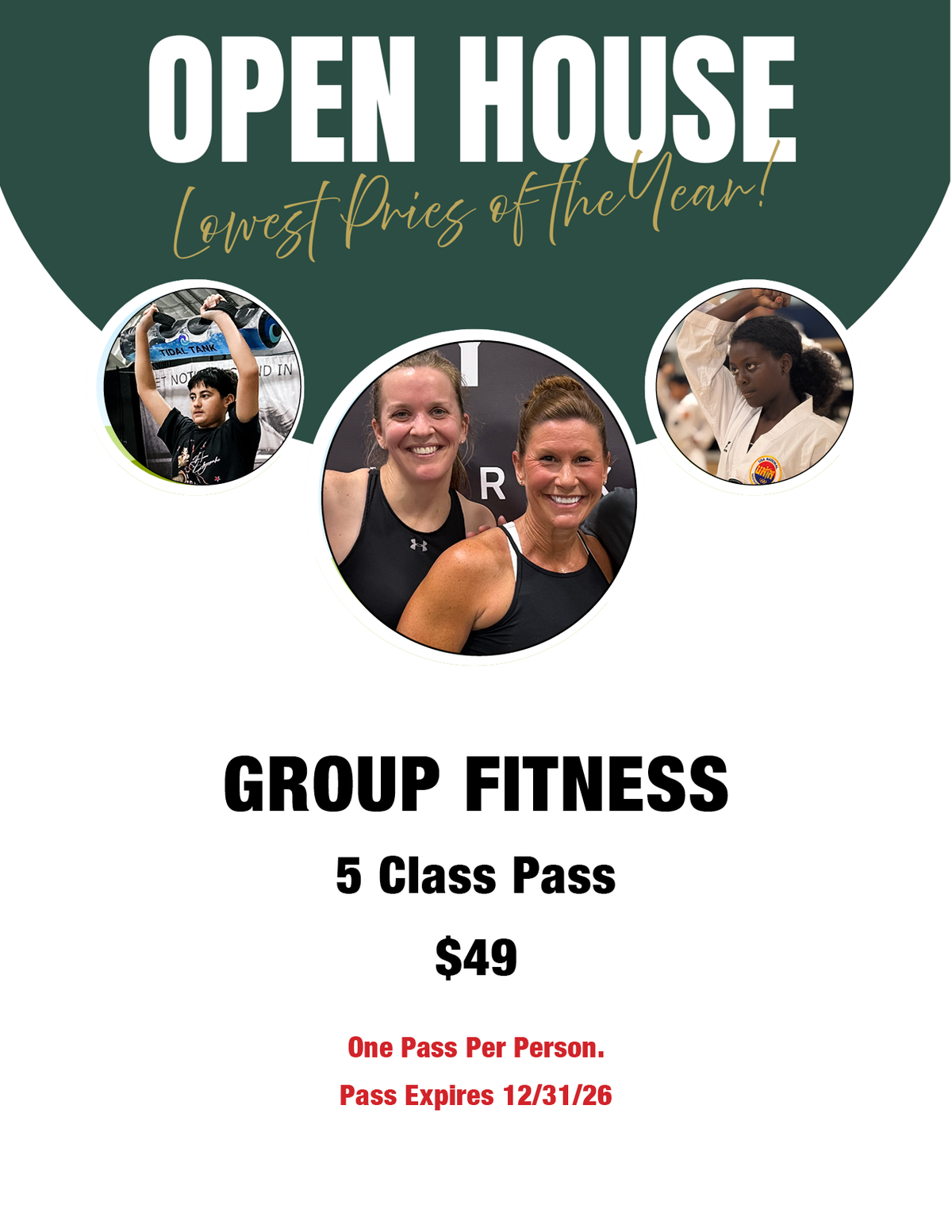 5 CLASS GROUP FITNESS PASS $49